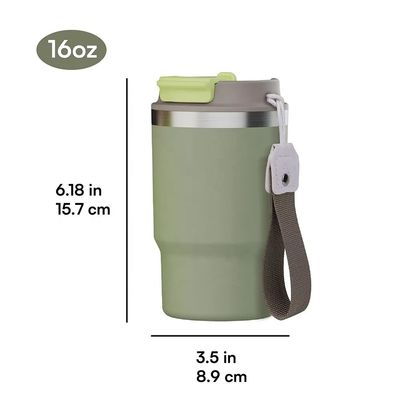 Χάλυβα από ανοξείδωτο χάλυβα 16oz Tumbler με ατμομόνωση καφέ κούπα χωρίς BPA κάλυμμα εξατομικευμένο
