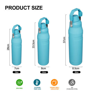 16oz/24oz/36oz Θερμική μόνωση Ατσάλινο μπουκάλι νερού για σκόνη επικαλυμμένο