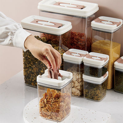 Διαφανές, χωρίς BPA, σετ 6 τεμαχίων, αεροστεγές, εύκολο, ανοιχτό, κάλυμμα, σιτηρά, σφραγίδα, δοχείο, στεγνό, δοχείο αποθήκευσης τροφίμων