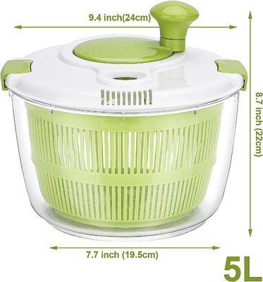 Εύκολο χειριστήριο 5L Μεγάλο σαλάτα σαλάτα Σπίνερ στεγνωτήρα με προσαρμοσμένο λογότυπο αποδεκτό