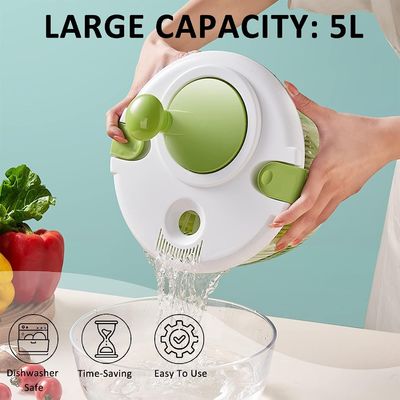 Εύκολο χειριστήριο 5L Μεγάλο σαλάτα σαλάτα Σπίνερ στεγνωτήρα με προσαρμοσμένο λογότυπο αποδεκτό