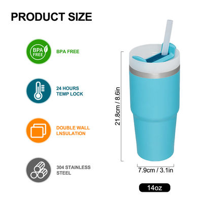 Θερμομόνωση 14oz Παιδικό Κύπελλο με Φέτα Bpa Δωρεάν Διπλό Τείχος Ατσάλι Tumbler
