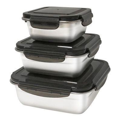 Αρθρογώνιο 400/750/1200ml Ατσάλι Bento Lunch Box Set με κλειδαριές και ανθεκτικό
