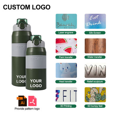 600 ml/800 ml Custom Απομονωμένο μπουκάλι νερού από ανοξείδωτο χάλυβα με άχυρο και φορητό λαβή
