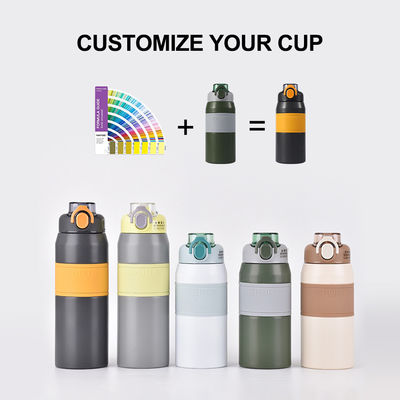 600 ml/800 ml Custom Απομονωμένο μπουκάλι νερού από ανοξείδωτο χάλυβα με άχυρο και φορητό λαβή