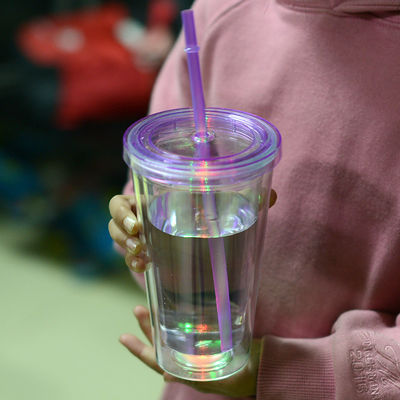 16oz Led Drinking Drinking Party Water Flashing Lights Light Up Cup Πλαστικό Led Double Wall Tumbler (Παγκόσμιο φως)