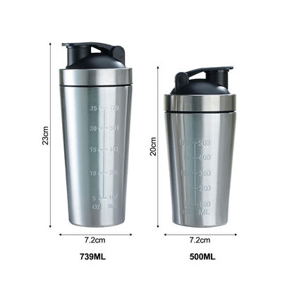 739ml / 500ml χωρητικότητα Custom Color Stainless Steel Protein Shaker Flask για γυμναστήριο
