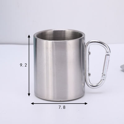 200ml / 300ml Καμπινγκ και Ταξίδι Ατσάλι Δύο τοίχοι Καραμπίνερ Κούπα με Κουμπί