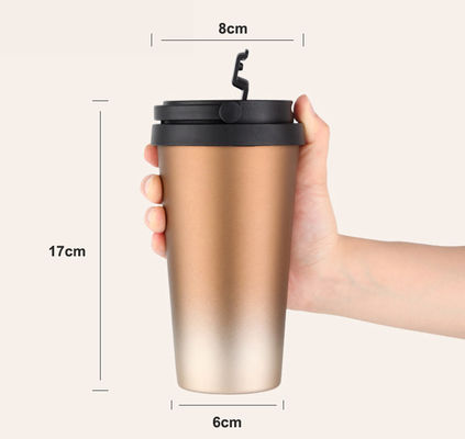 500 ml χωρητικότητας θερμικής ρύπανσης από ανοξείδωτο χάλυβα με απομονωμένο κενό ταξιδιωτικό κύπελλο με λαβή