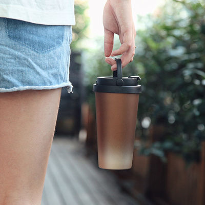 500 ml χωρητικότητας θερμικής ρύπανσης από ανοξείδωτο χάλυβα με απομονωμένο κενό ταξιδιωτικό κύπελλο με λαβή