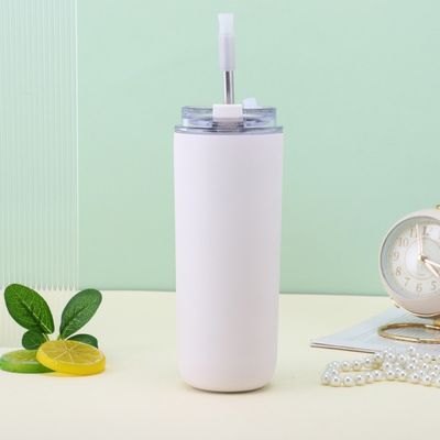 7.6*19.7CM φορητό καφέ κύπελλο από ανοξείδωτο χάλυβα με άχυρο και καπάκια χωρίς BPA