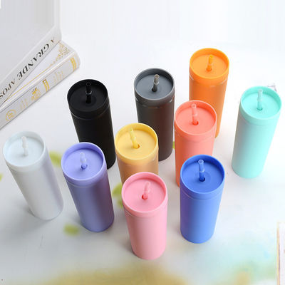 16oz χωρητικότητα Custom Double Wall Tumblers με κάλυμμα και άχυρο από πλαστικό PP