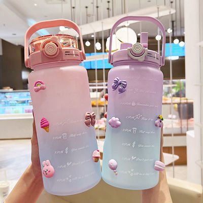 Μπουκάλι νερού με χρονοδιακόπτη χωρίς BPA 64OZ και σχεδιασμό χρώματος με κλίση