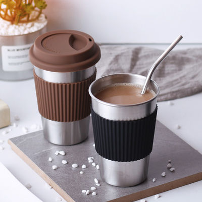 Κούπα καφέ από ανοξείδωτο χάλυβα Custom 17oz Double Wall 18/8 Tumbler με μανίκι από σιλικόνη