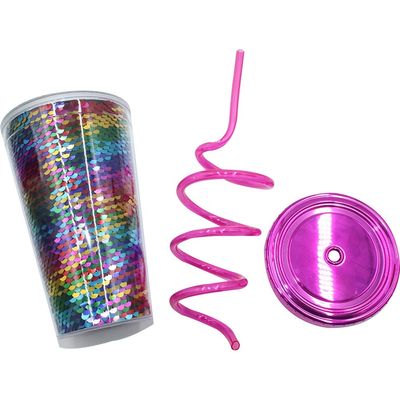 Προσαρμοσμένο λογότυπο Glitter Tumbler με άχυρο και κάλυμμα για το νερό που ρέει με επικάλυψη κατά της διάβρωσης