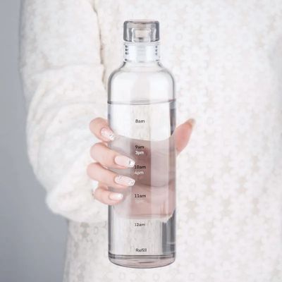 Μινιμαλιστικό στυλ σχεδιασμού 500 ml χωρίς BPA Μπόρο-σιλικωτικό γυάλινο μπουκάλι νερού με χρονόμετρο