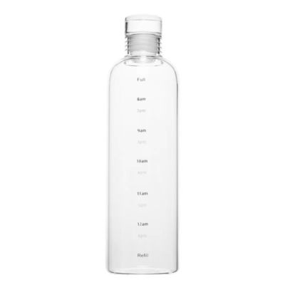 Μινιμαλιστικό στυλ σχεδιασμού 500 ml χωρίς BPA Μπόρο-σιλικωτικό γυάλινο μπουκάλι νερού με χρονόμετρο