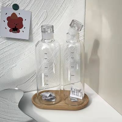 Μινιμαλιστικό στυλ σχεδιασμού 500 ml χωρίς BPA Μπόρο-σιλικωτικό γυάλινο μπουκάλι νερού με χρονόμετρο