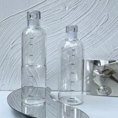 Μινιμαλιστικό στυλ σχεδιασμού 500 ml χωρίς BPA Μπόρο-σιλικωτικό γυάλινο μπουκάλι νερού με χρονόμετρο