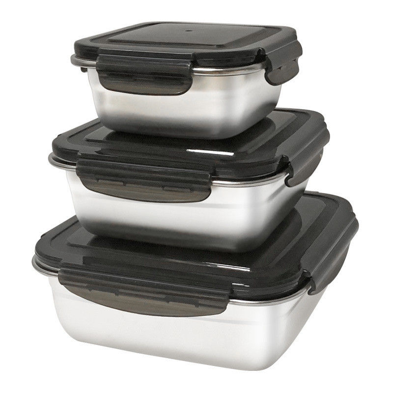Αρθρογώνιο 400/750/1200ml Ατσάλι Bento Lunch Box Set με κλειδαριές και ανθεκτικό