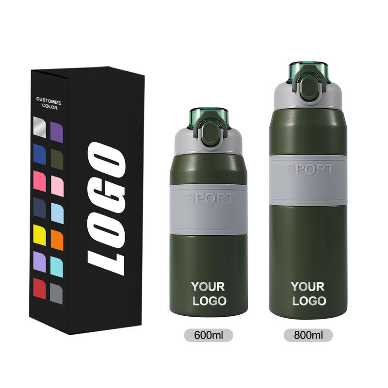 600 ml/800 ml Custom Απομονωμένο μπουκάλι νερού από ανοξείδωτο χάλυβα με άχυρο και φορητό λαβή