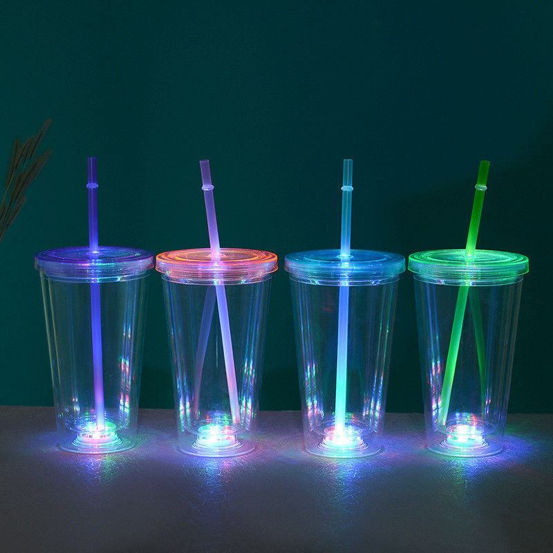 16oz Led Drinking Drinking Party Water Flashing Lights Light Up Cup Πλαστικό Led Double Wall Tumbler (Παγκόσμιο φως)